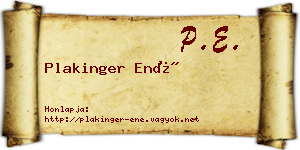 Plakinger Ené névjegykártya